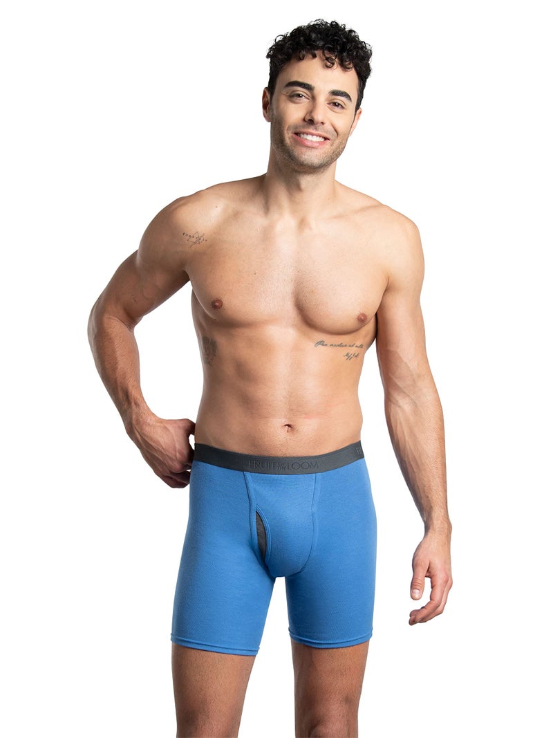 Fruit of the Loom mens Premium Tag-free Cotton Underwear (Regular & Big Man) Boxer Briefs, Boxer Brief - 4 Pack Assorted, Medium US - Image 2